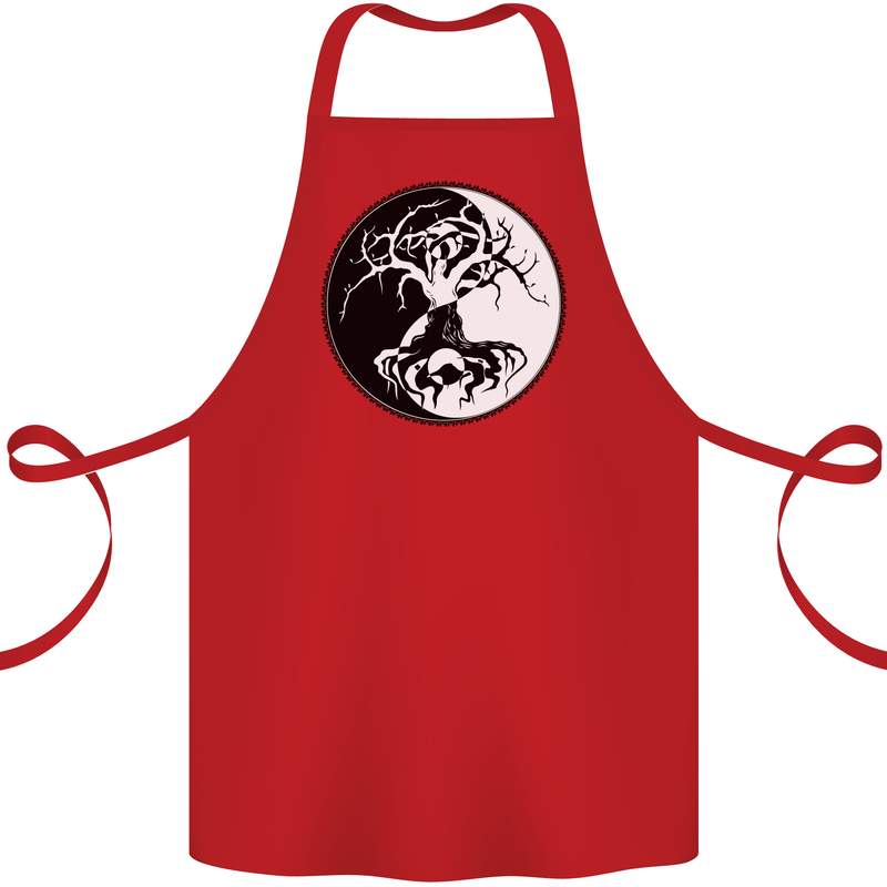 Yggdrasil Tree Cotton Apron 100% Organic Red