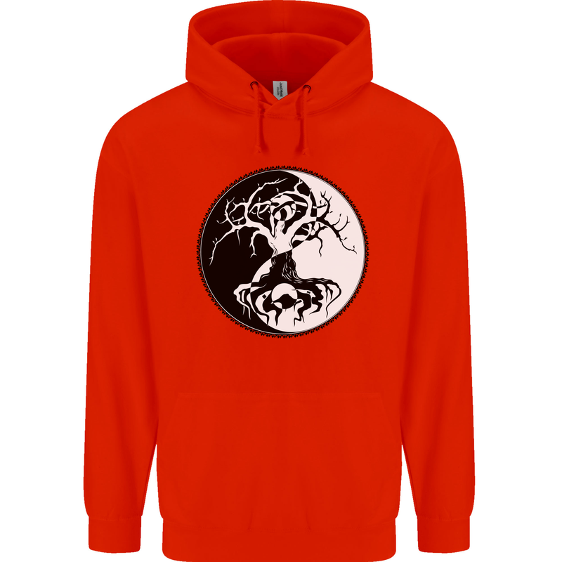 Yggdrasil Tree Mens 80% Cotton Hoodie Bright Red