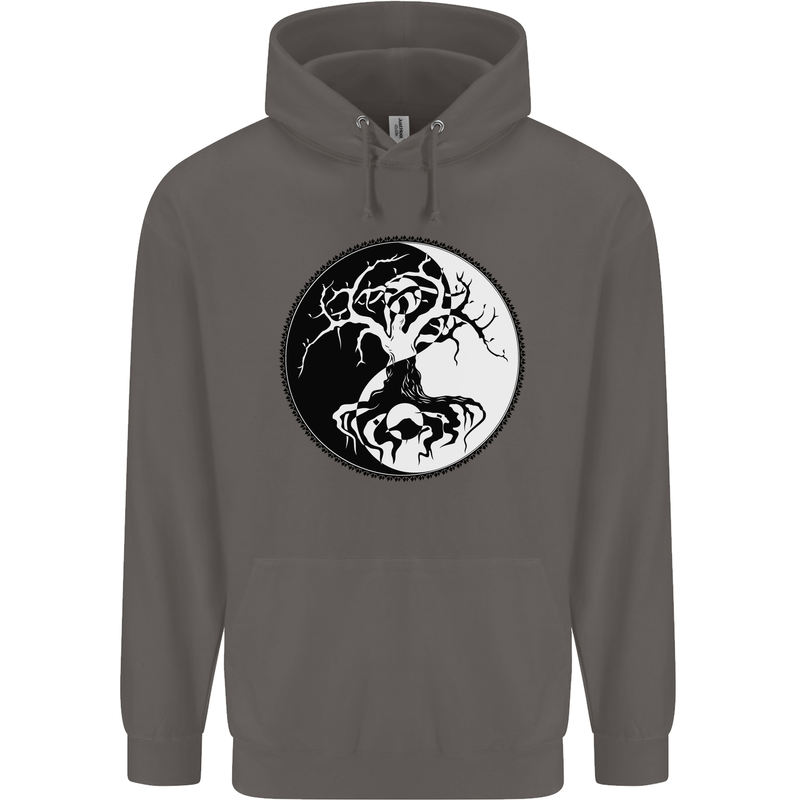 Yggdrasil Tree Mens 80% Cotton Hoodie Charcoal