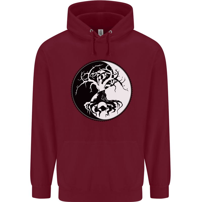 Yggdrasil Tree Mens 80% Cotton Hoodie Maroon