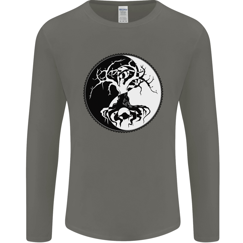 Yggdrasil Tree Mens Long Sleeve T-Shirt Charcoal