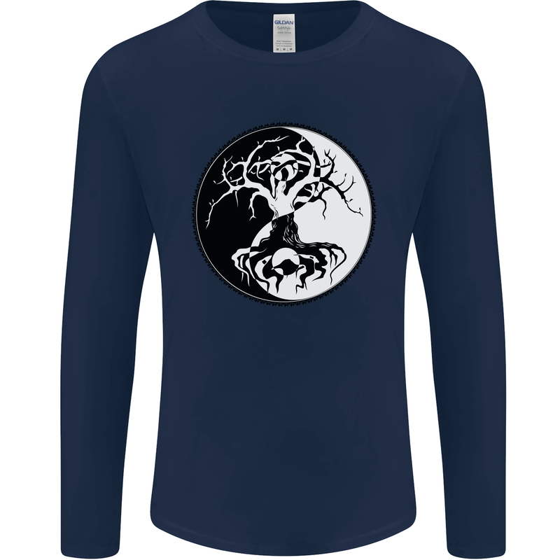 Yggdrasil Tree Mens Long Sleeve T-Shirt Navy Blue