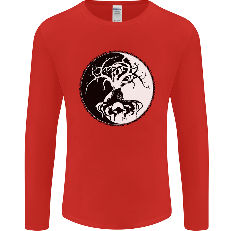 Yggdrasil Tree Mens Long Sleeve T-Shirt Red
