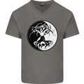 Yggdrasil Tree Mens V-Neck Cotton T-Shirt Charcoal