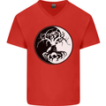Yggdrasil Tree Mens V-Neck Cotton T-Shirt Red