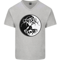 Yggdrasil Tree Mens V-Neck Cotton T-Shirt Sports Grey