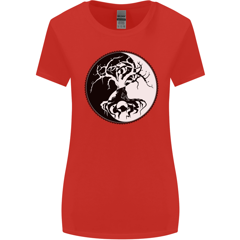 Yggdrasil Tree Womens Wider Cut T-Shirt Red