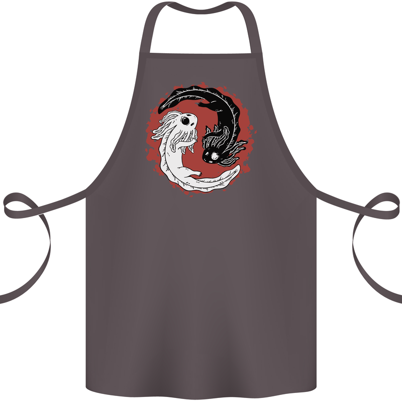 Yin Yang Axoloti Cotton Apron 100% Organic Dark Grey