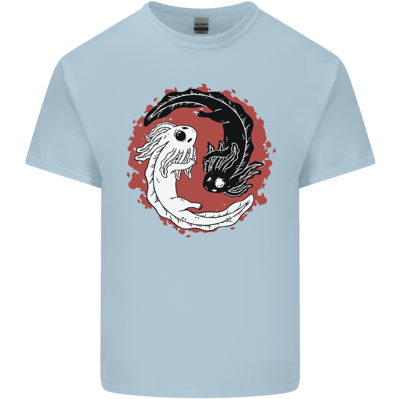 Yin Yang Axoloti Mens Cotton T-Shirt Tee Top Light Blue
