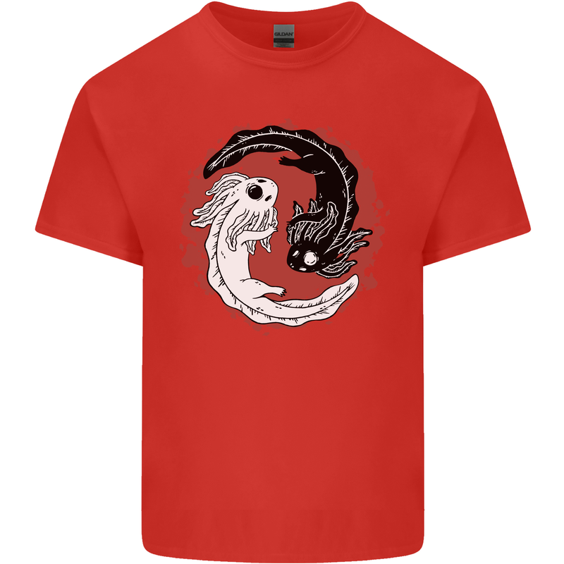 Yin Yang Axoloti Mens Cotton T-Shirt Tee Top Red