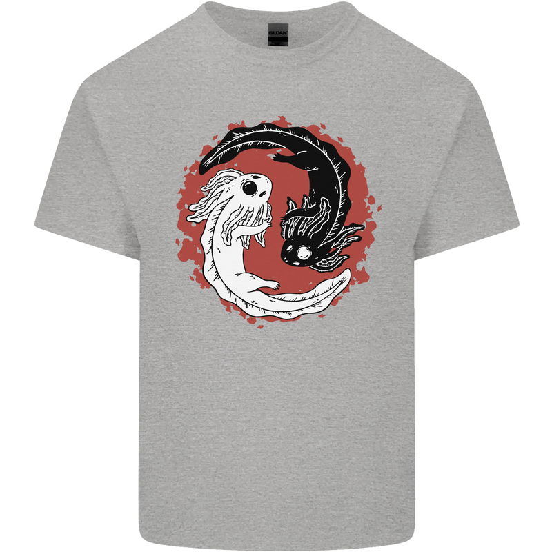 Yin Yang Axoloti Mens Cotton T-Shirt Tee Top Sports Grey