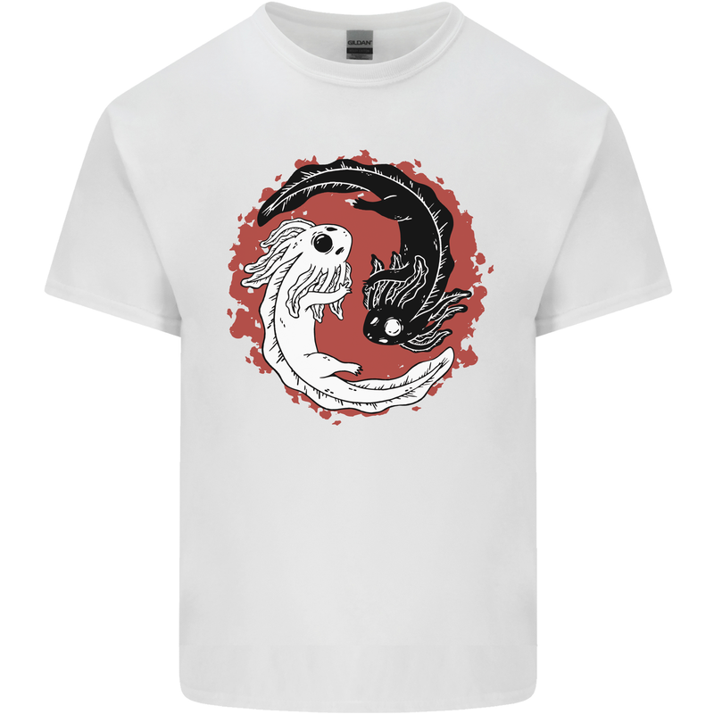 Yin Yang Axoloti Mens Cotton T-Shirt Tee Top White