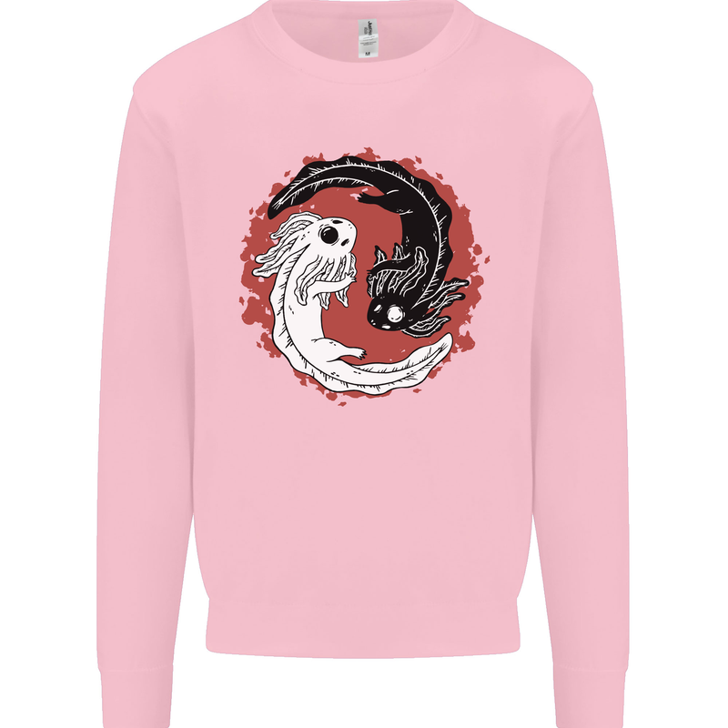 Yin Yang Axoloti Mens Sweatshirt Jumper Light Pink