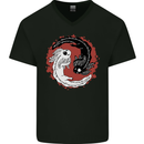 Yin Yang Axoloti Mens V-Neck Cotton T-Shirt Black