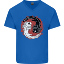 Yin Yang Axoloti Mens V-Neck Cotton T-Shirt Royal Blue