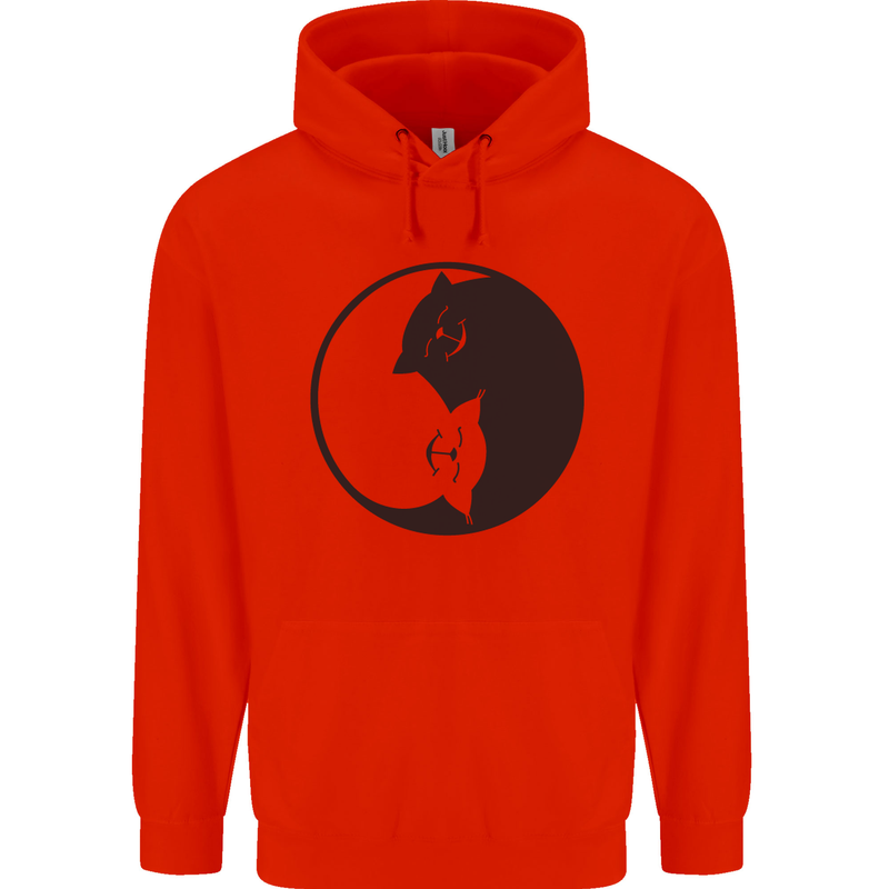 Yin Yang Cat Lover Funny Kitten Pet Childrens Kids Hoodie Bright Red
