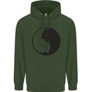 Yin Yang Cat Lover Funny Kitten Pet Childrens Kids Hoodie Forest Green