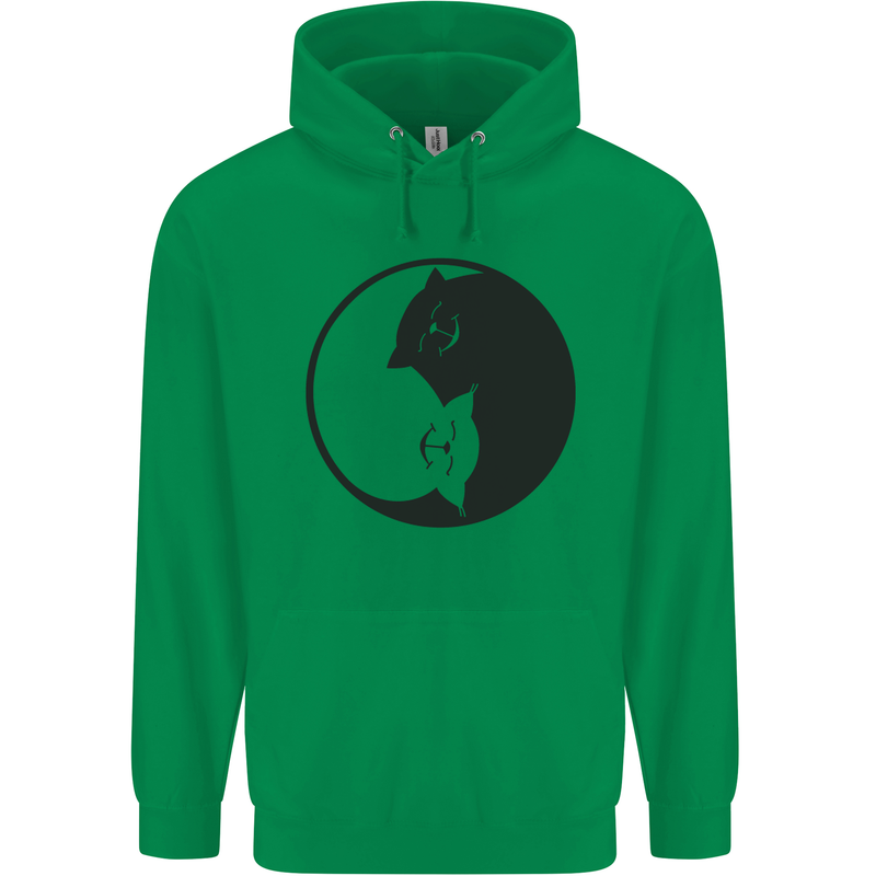 Yin Yang Cat Lover Funny Kitten Pet Childrens Kids Hoodie Irish Green