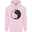 Yin Yang Cat Lover Funny Kitten Pet Childrens Kids Hoodie Light Pink