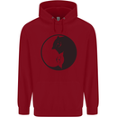 Yin Yang Cat Lover Funny Kitten Pet Childrens Kids Hoodie Red