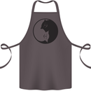Yin Yang Cat Lover Funny Kitten Pet Cotton Apron 100% Organic Dark Grey