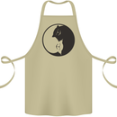 Yin Yang Cat Lover Funny Kitten Pet Cotton Apron 100% Organic Khaki