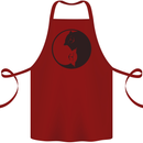 Yin Yang Cat Lover Funny Kitten Pet Cotton Apron 100% Organic Maroon