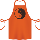 Yin Yang Cat Lover Funny Kitten Pet Cotton Apron 100% Organic Orange