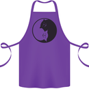 Yin Yang Cat Lover Funny Kitten Pet Cotton Apron 100% Organic Purple