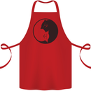 Yin Yang Cat Lover Funny Kitten Pet Cotton Apron 100% Organic Red