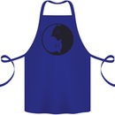 Yin Yang Cat Lover Funny Kitten Pet Cotton Apron 100% Organic Royal Blue