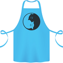 Yin Yang Cat Lover Funny Kitten Pet Cotton Apron 100% Organic Turquoise