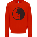 Yin Yang Cat Lover Funny Kitten Pet Kids Sweatshirt Jumper Bright Red
