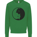 Yin Yang Cat Lover Funny Kitten Pet Kids Sweatshirt Jumper Irish Green