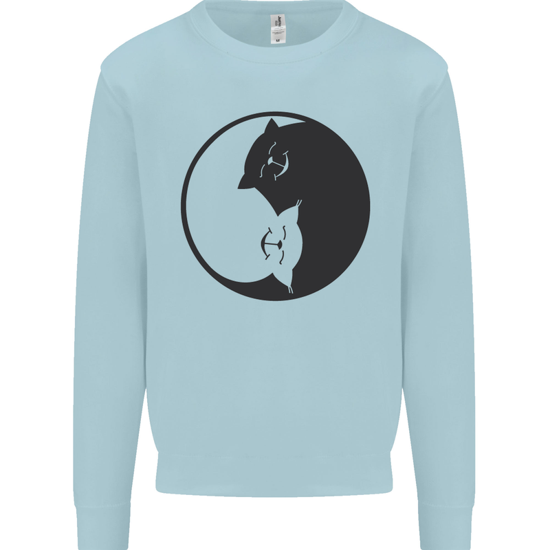 Yin Yang Cat Lover Funny Kitten Pet Kids Sweatshirt Jumper Light Blue