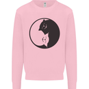 Yin Yang Cat Lover Funny Kitten Pet Kids Sweatshirt Jumper Light Pink