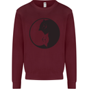 Yin Yang Cat Lover Funny Kitten Pet Kids Sweatshirt Jumper Maroon
