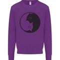 Yin Yang Cat Lover Funny Kitten Pet Kids Sweatshirt Jumper Purple