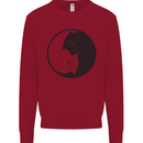 Yin Yang Cat Lover Funny Kitten Pet Kids Sweatshirt Jumper Red