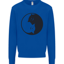 Yin Yang Cat Lover Funny Kitten Pet Kids Sweatshirt Jumper Royal Blue