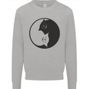 Yin Yang Cat Lover Funny Kitten Pet Kids Sweatshirt Jumper Sports Grey