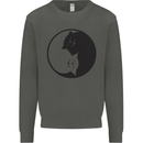 Yin Yang Cat Lover Funny Kitten Pet Kids Sweatshirt Jumper Storm Grey