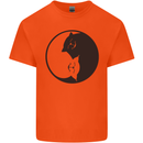 Yin Yang Cat Lover Funny Kitten Pet Kids T-Shirt Childrens Orange