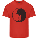 Yin Yang Cat Lover Funny Kitten Pet Kids T-Shirt Childrens Red