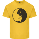 Yin Yang Cat Lover Funny Kitten Pet Kids T-Shirt Childrens Yellow