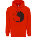 Yin Yang Cat Lover Funny Kitten Pet Mens 80% Cotton Hoodie Bright Red