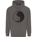 Yin Yang Cat Lover Funny Kitten Pet Mens 80% Cotton Hoodie Charcoal