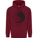 Yin Yang Cat Lover Funny Kitten Pet Mens 80% Cotton Hoodie Maroon