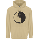 Yin Yang Cat Lover Funny Kitten Pet Mens 80% Cotton Hoodie Sand