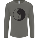 Yin Yang Cat Lover Funny Kitten Pet Mens Long Sleeve T-Shirt Charcoal